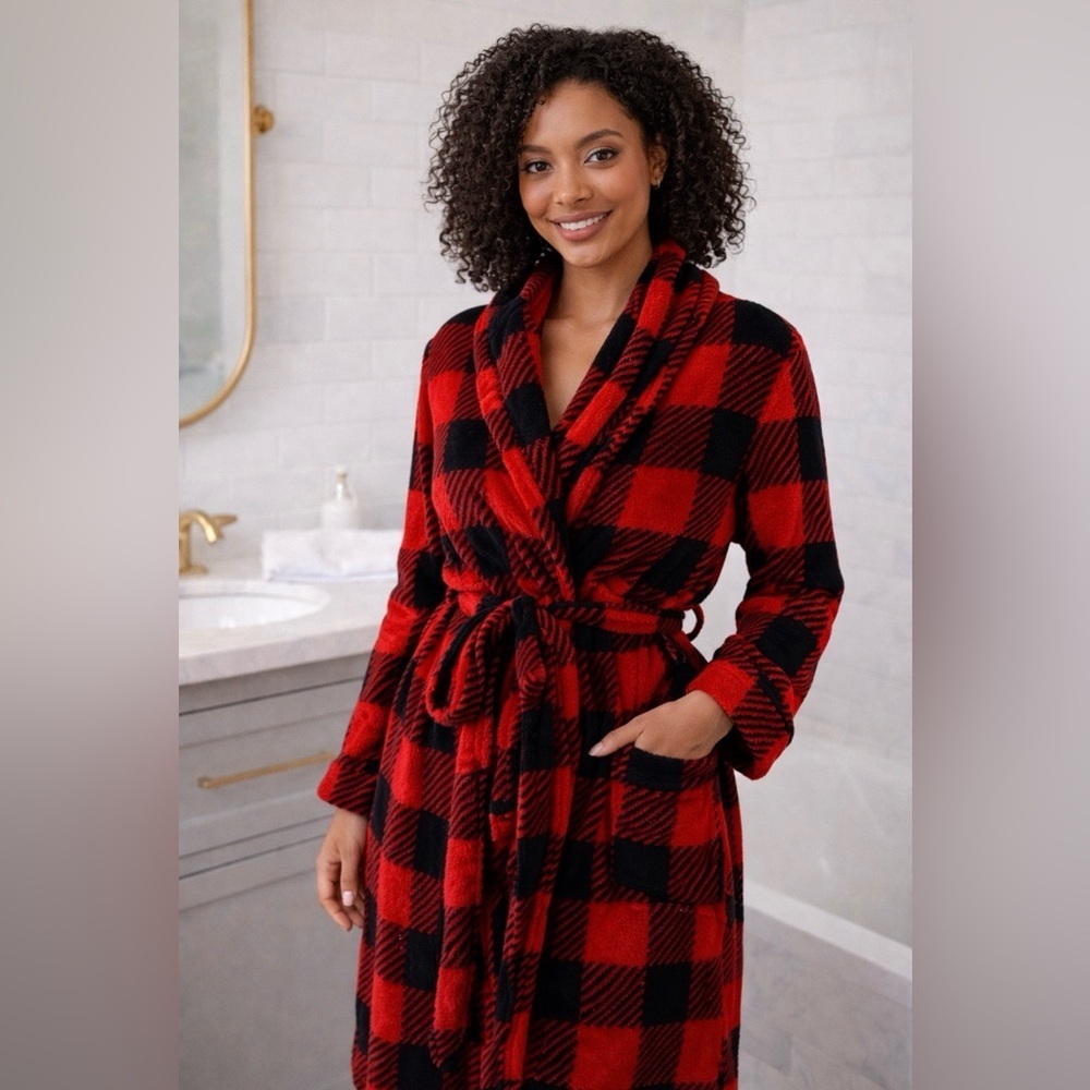 Vera Bradley Red and Black Checkered Women's Robe